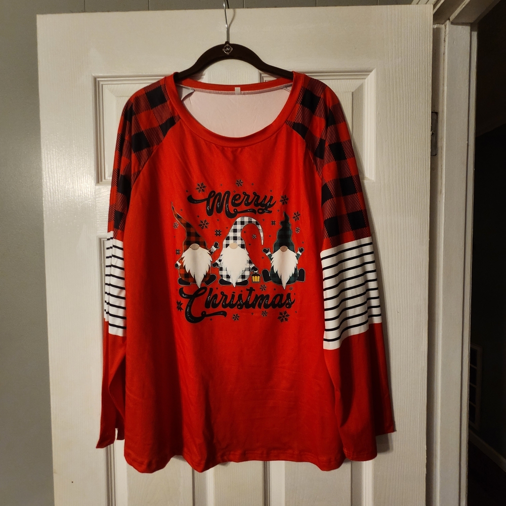 Red Christmas Ladies Long Sleeve  Shirt